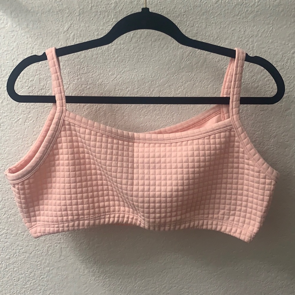 NWOT Pink Waffle Knit Cropped Tank